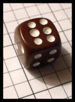 Dice : Dice - 6D Pipped - Brown Rounded Corner with White Drilled Pips - Ebay Jan 2012
